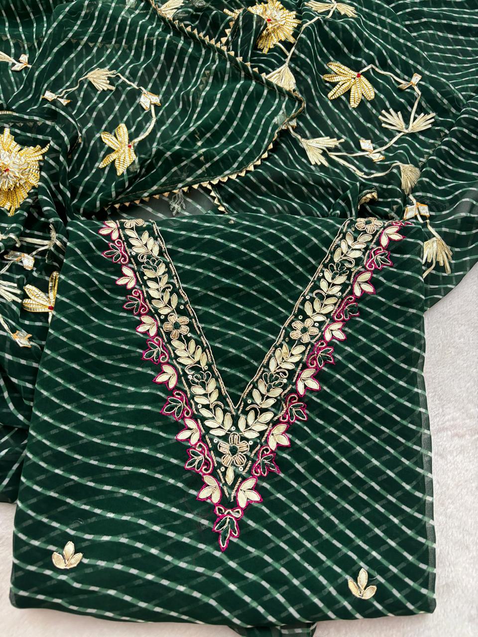 Zardosi Work 60 Gram Georgette Suit V Neck