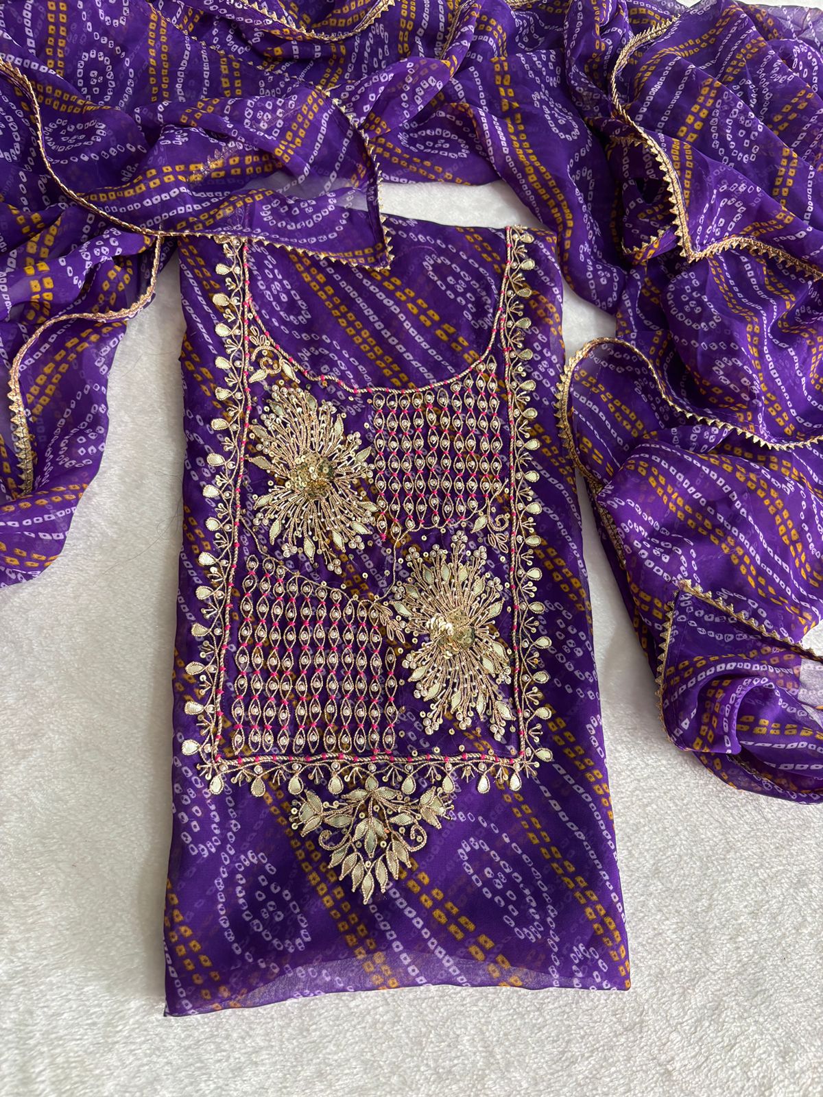 Zardosi Work 60 Gram Georgette Suit with heavy neck work