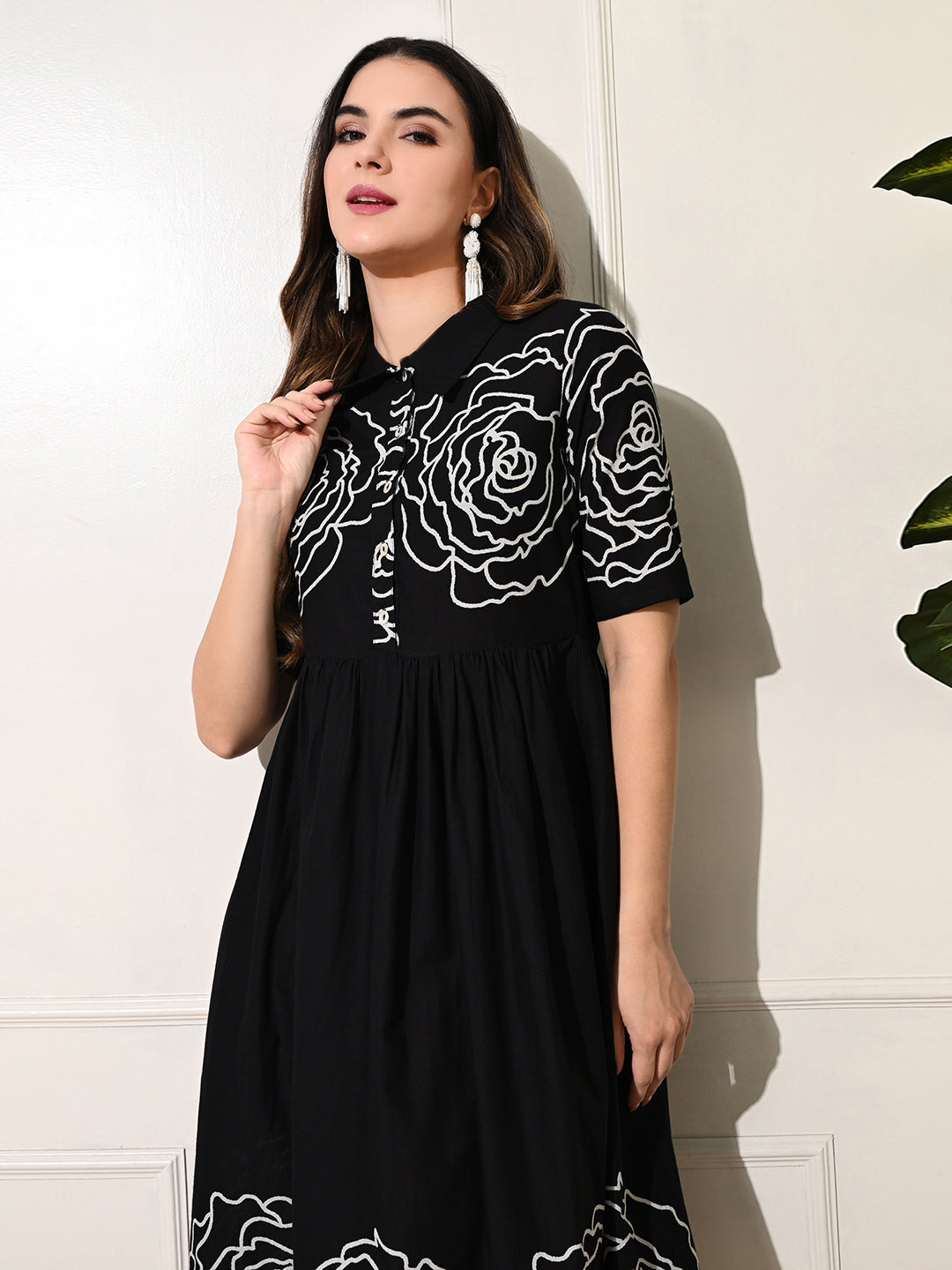 Monochrome Button Dress