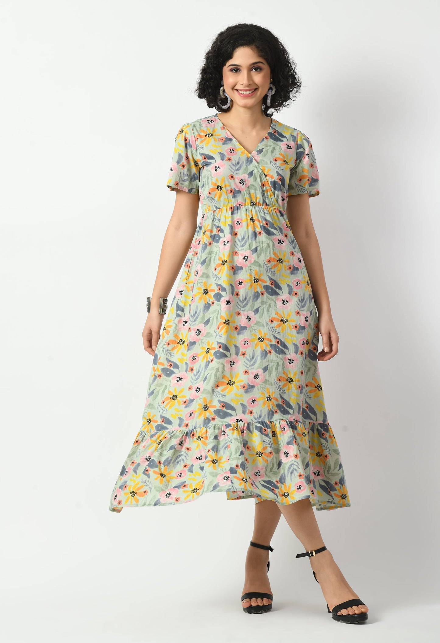 Multicolour Cotton A-line Pocket Dress