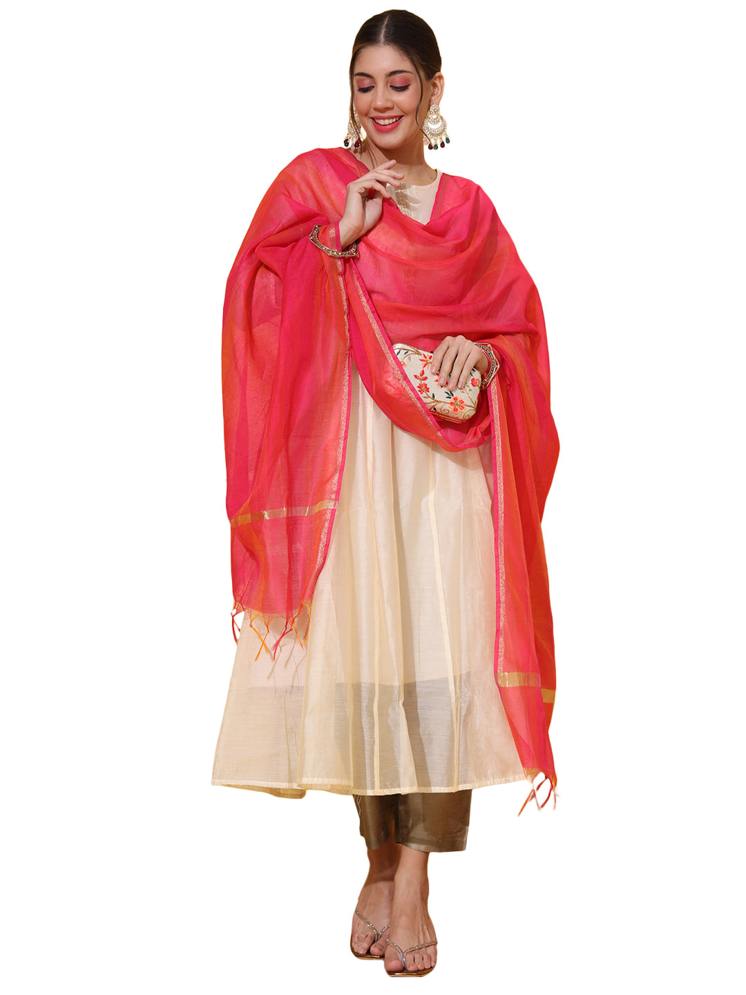 Magenta Handllom Dupatta