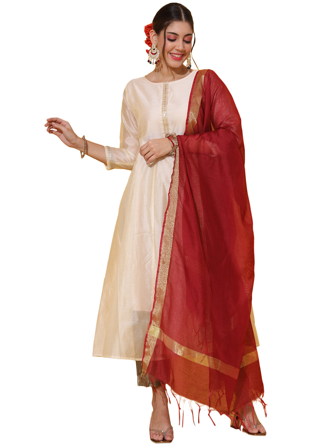 Maroon Handllom Dupatta