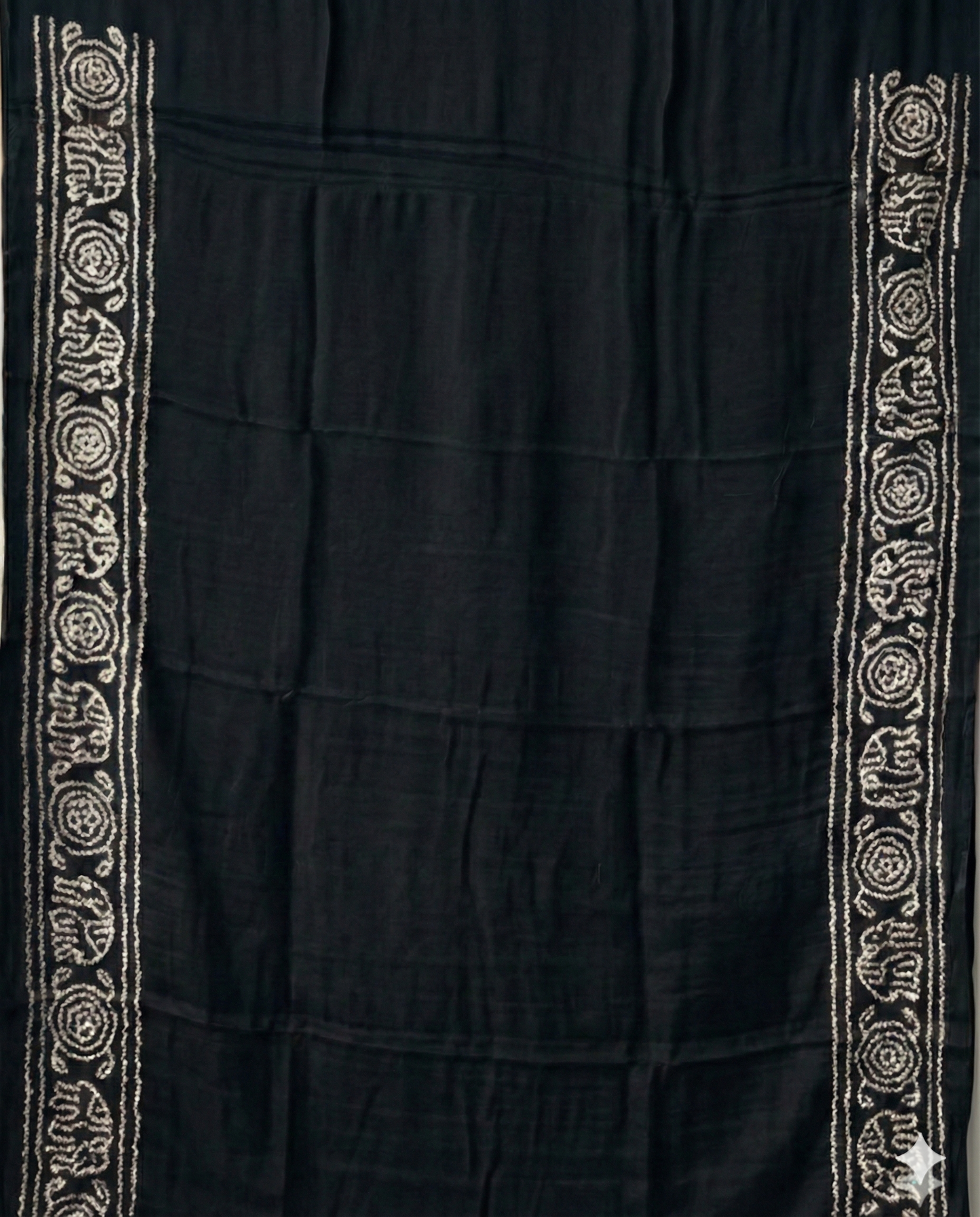 Elegant Rust Orange and Black Pure Gajji Silk Bandhani Saree