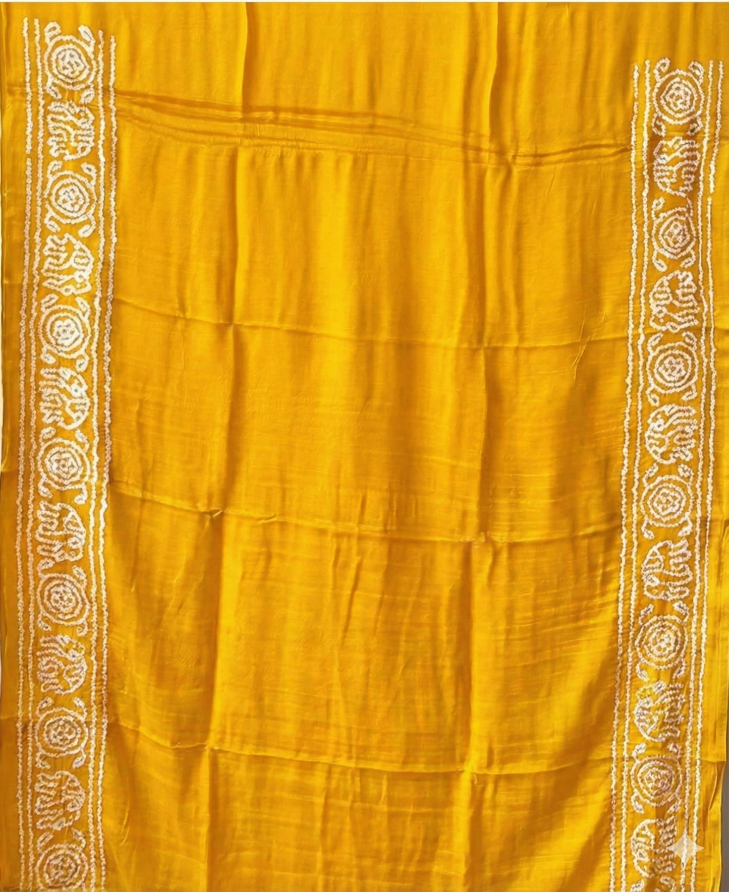 Exquisite Mustard & Forest Green Pure Gajji Silk Saree