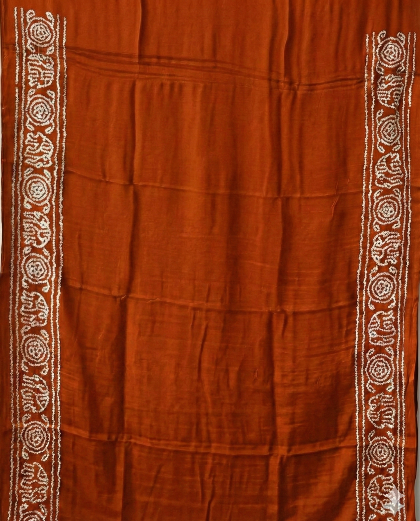 Earthy Elegance: Dark Brown and Rust Orange Pure Gajji Silk Bandhani Saree