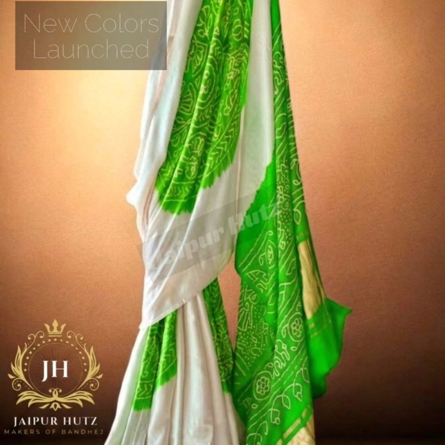 Royal Opulence: The Gajji Silk Raasmandal Masterpiece in ivory and Bright Green
