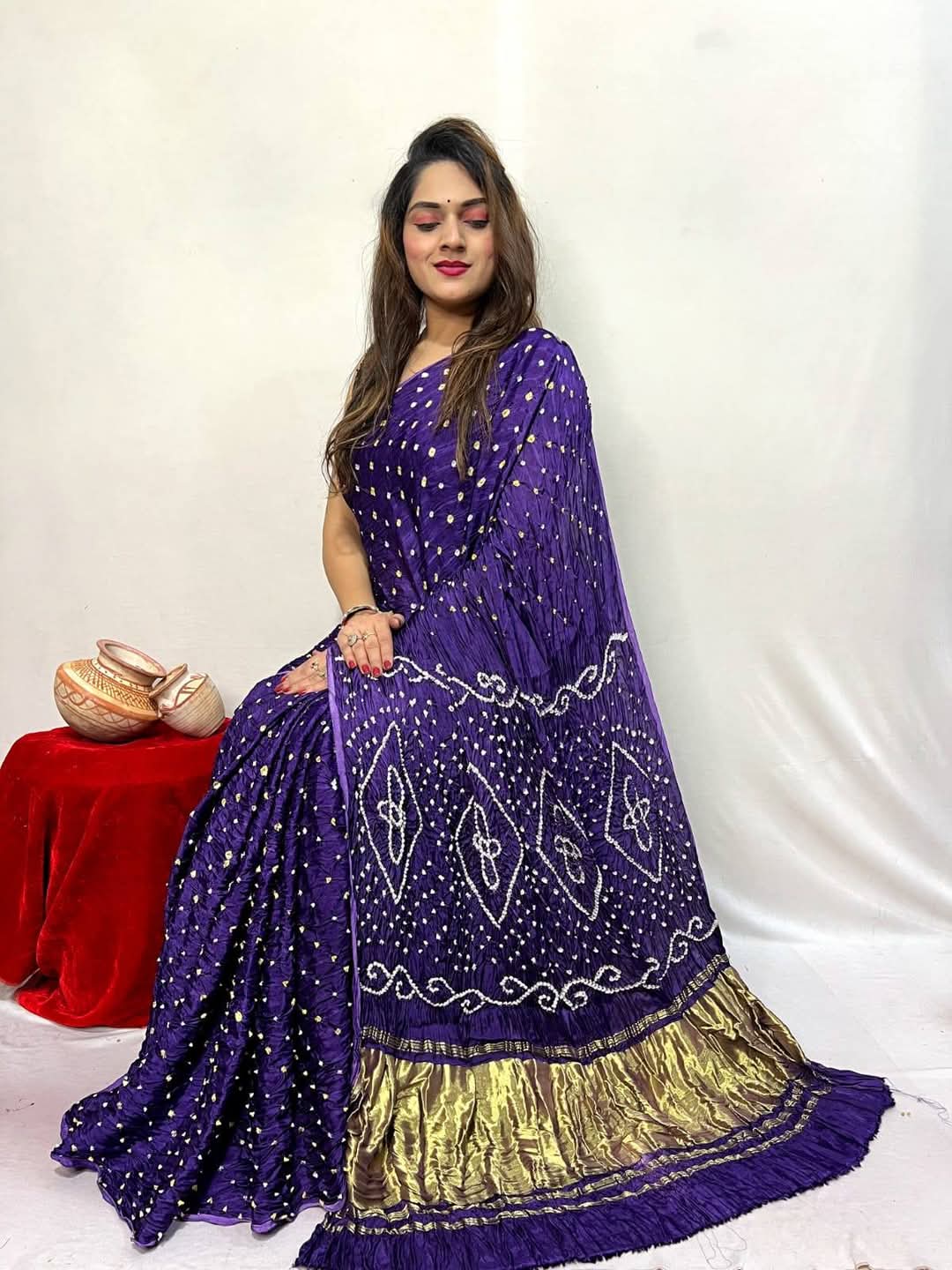 Pure Modal Silk Bandhej Sarees