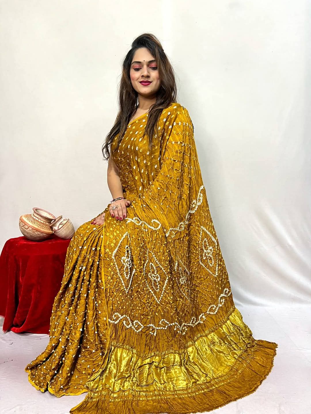 Pure Modal Silk Bandhej Sarees