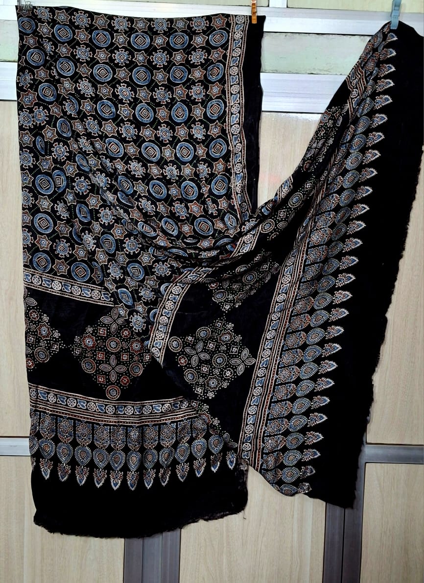 Pure Moda Silk Ajarakh Print Dupatta