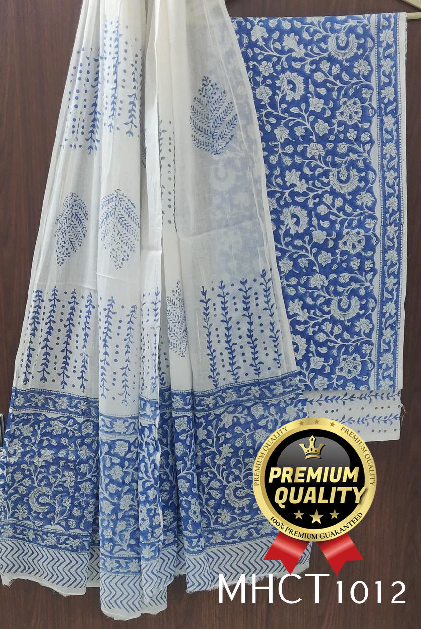 Pure Jaipur Cotton Dress Material with Mulmul Dupatta