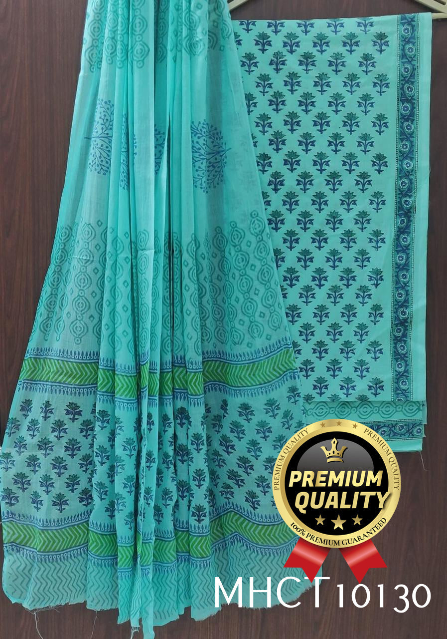 Pure Jaipur Cotton Dress Material with Mulmul Dupatta