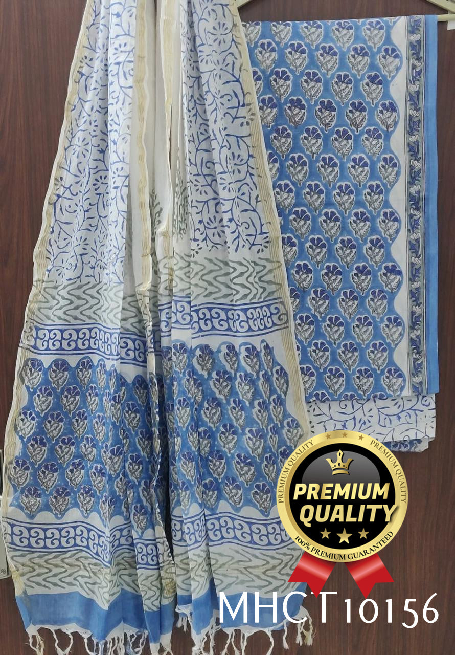 Pure Jaipur Cotton Dress Material with Mulmul Dupatta