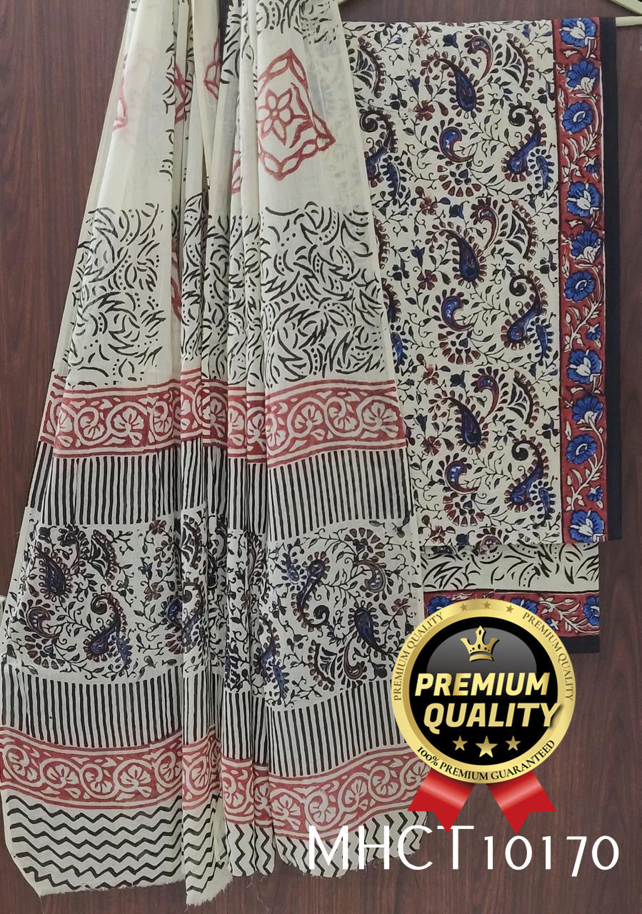 Pure Jaipur Cotton Dress Material with Mulmul Dupatta