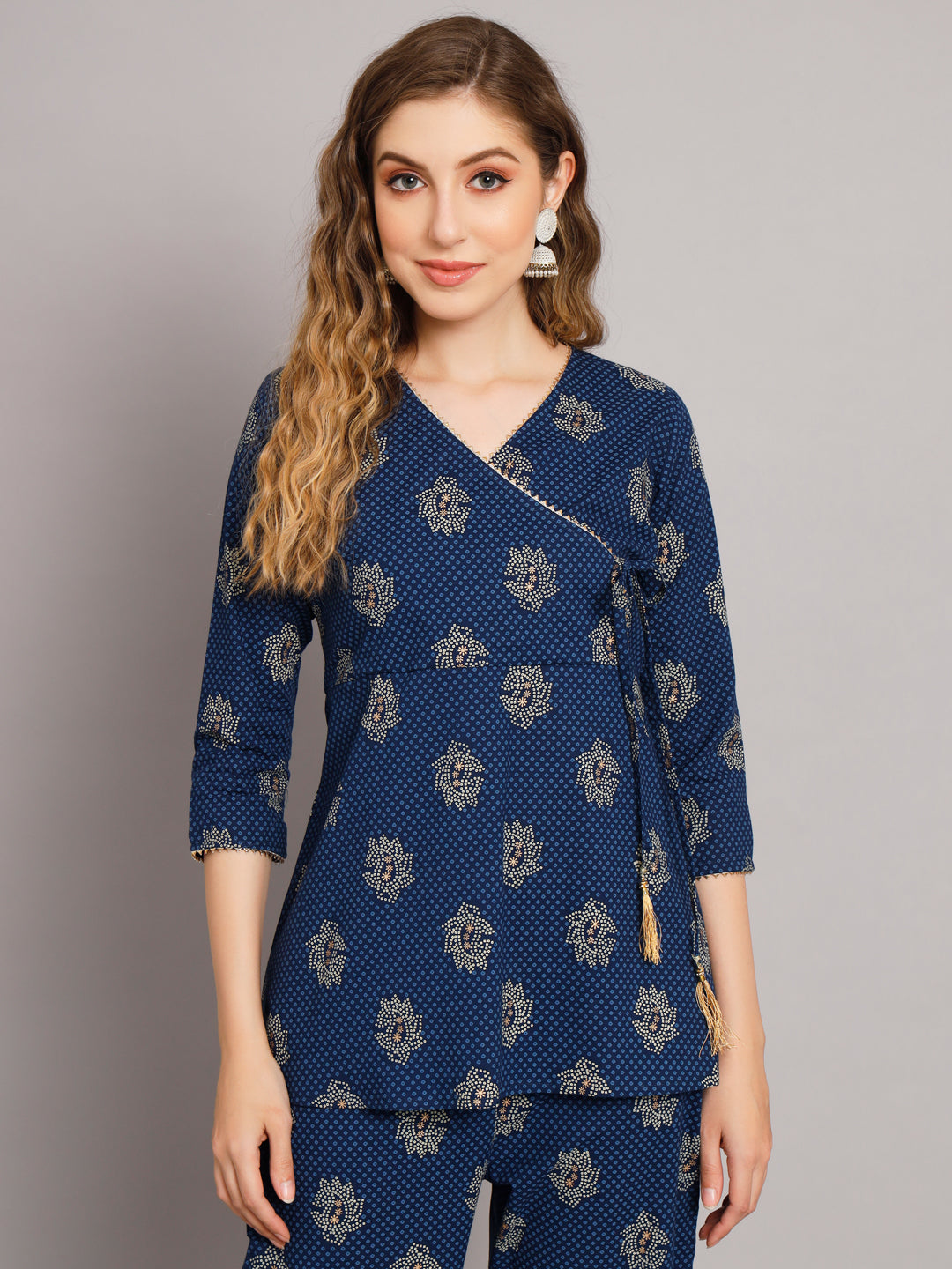 Blue Angrakha Style Co-Ord Set