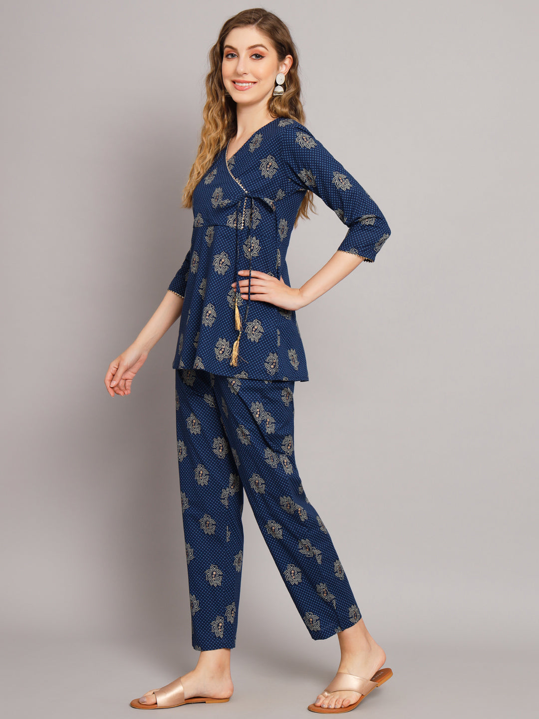 Blue Angrakha Style Co-Ord Set