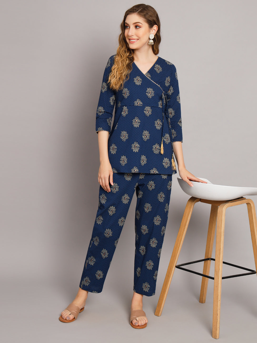 Blue Angrakha Style Co-Ord Set
