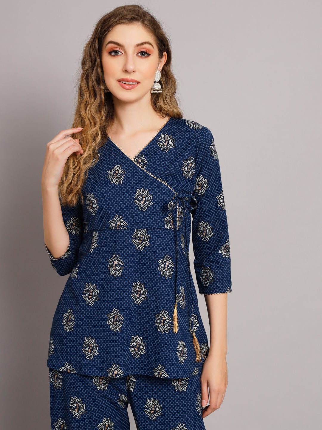 Blue Angrakha Style Co-Ord Set