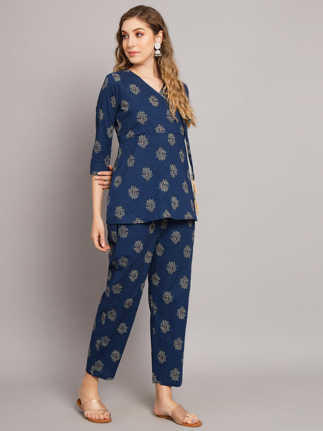 Blue Angrakha Style Co-Ord Set