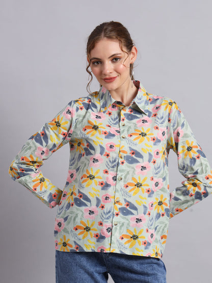 Multicolor Cotton Shirt Style Top