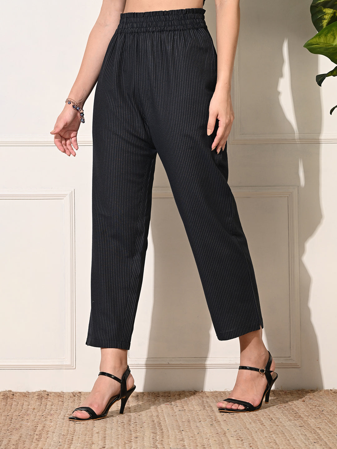 Black Stripe Straight Fit Trouser