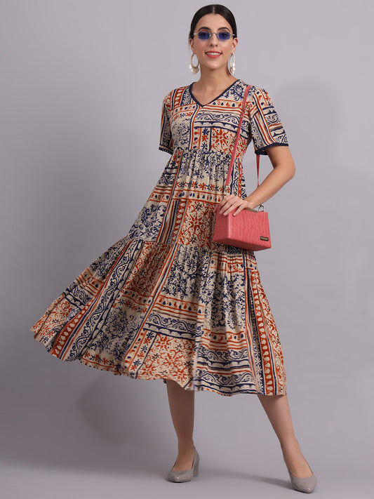 Printed stylish Tiered Dress