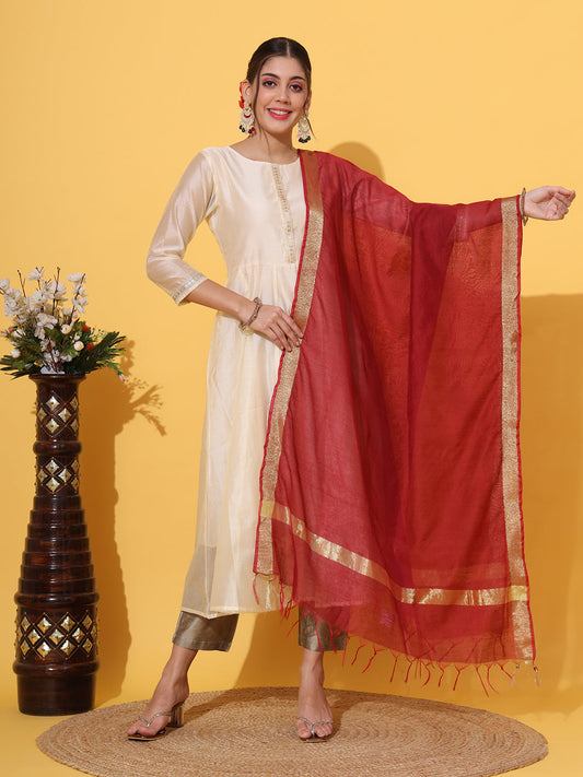 Maroon Handllom Dupatta