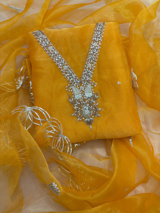 3 Piece Heavy neck Organza Suit