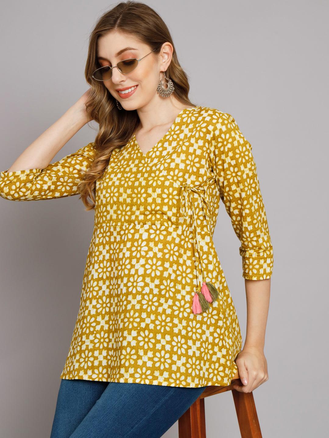 Jaipur Batik Green Angrakha Top - JAIPURHUTZ