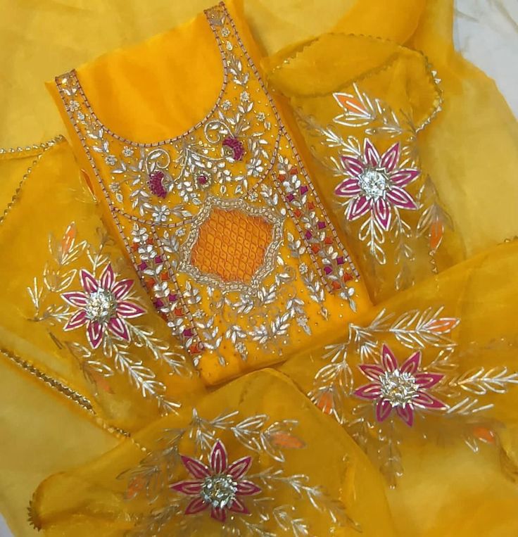 3 Piece Beautiful Organza Suit in threecolors