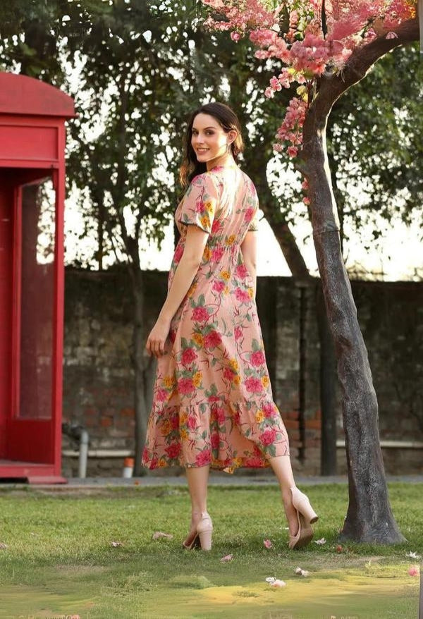 Pink Cotton  A-line Pocket Dress