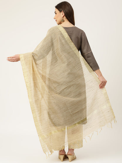 Beige-Gold Woven Dupatta