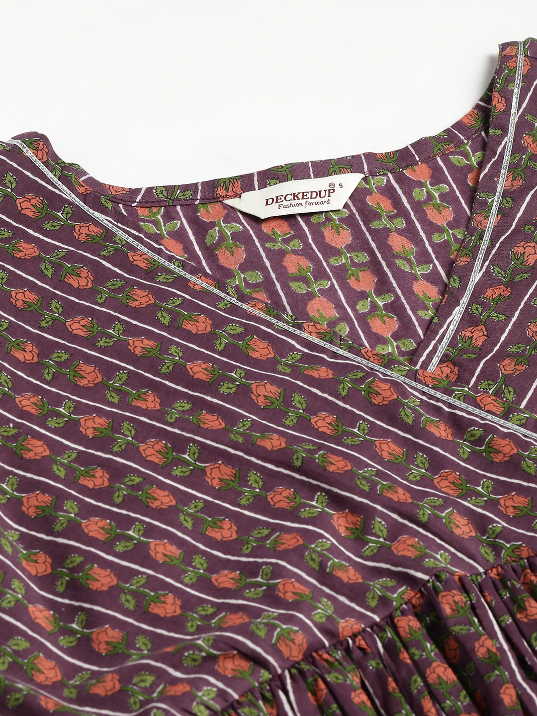 Purple Cotton Angrakha Style Pocket Dress