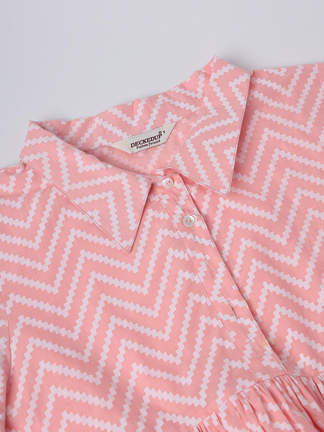 Blush Pink Chevron Print Cotton Top - JAIPURHUTZ