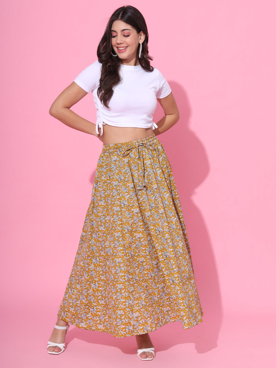 Earthy Bagru Flared Skirt