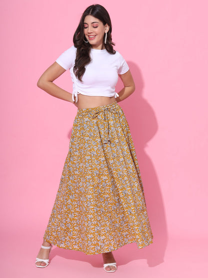 Earthy Bagru Flared Skirt
