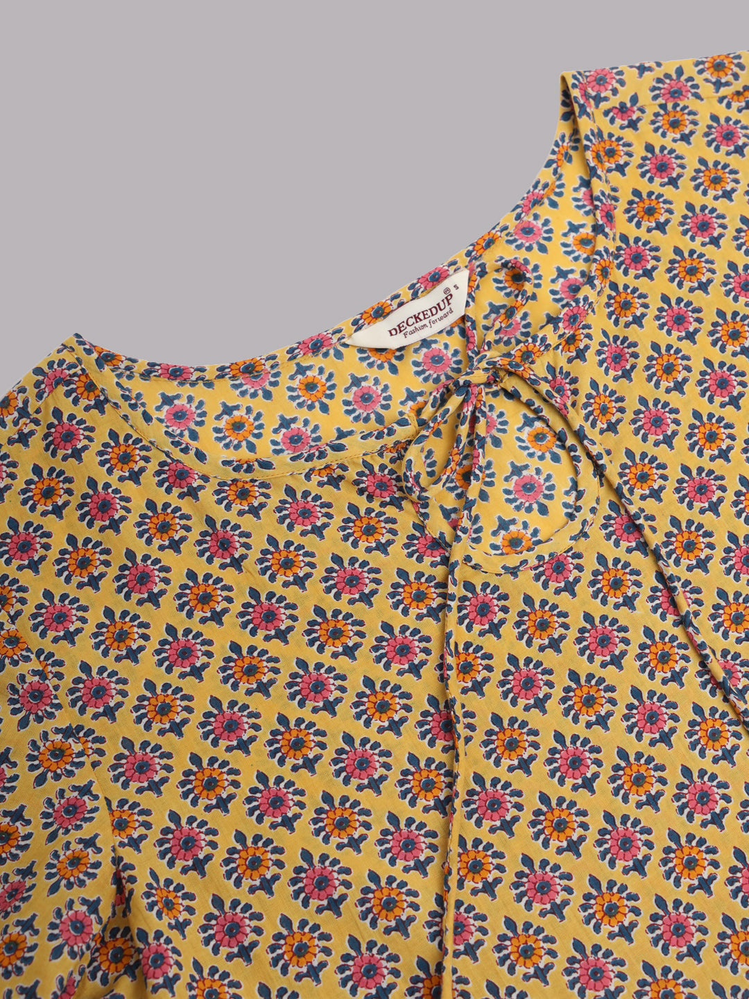 Women Printed Cotton Keyhole Neck Top