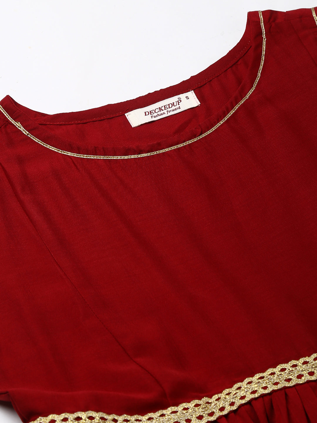 Maroon Ethnic Asymmetric Dress With Belt