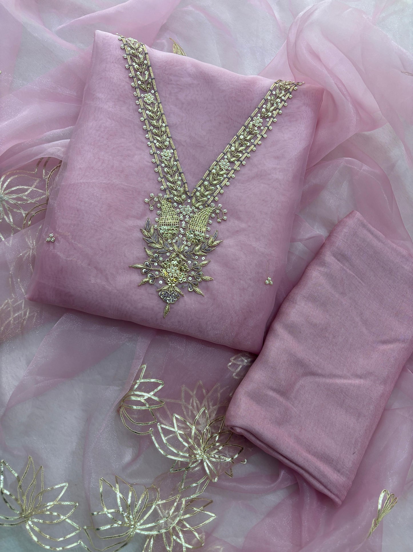 3 Piece Heavy neck Organza Suit