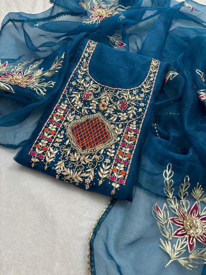 3 Piece Beautiful Organza Suit in threecolors