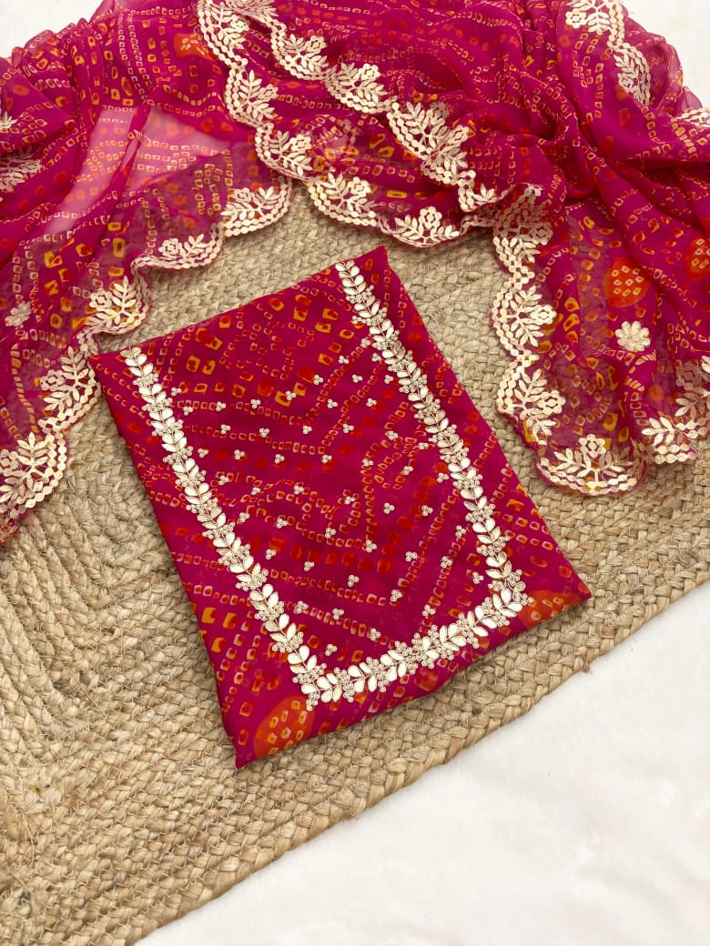 Zardosi Work 60 Gram Georgette Suit in Red