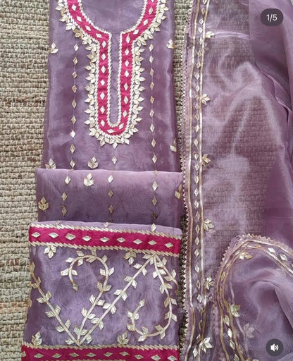 3 Piece Execusite Organza Suit with gotawork