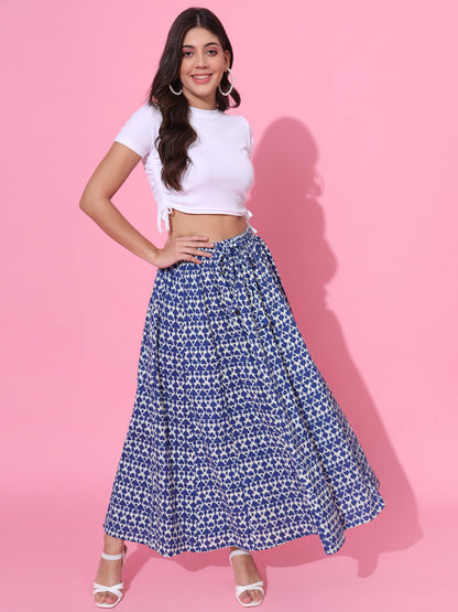 Summer Breeze Indigo Flared Skirt