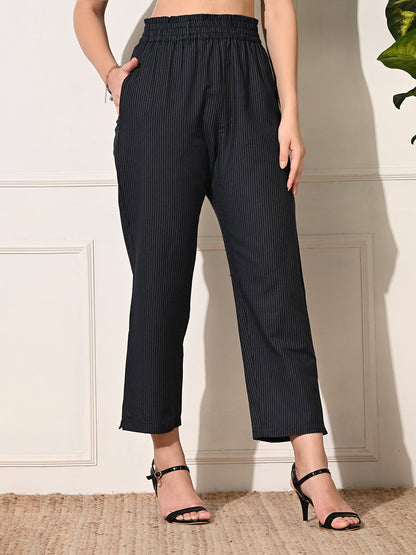 Black Stripe Straight Fit Trouser