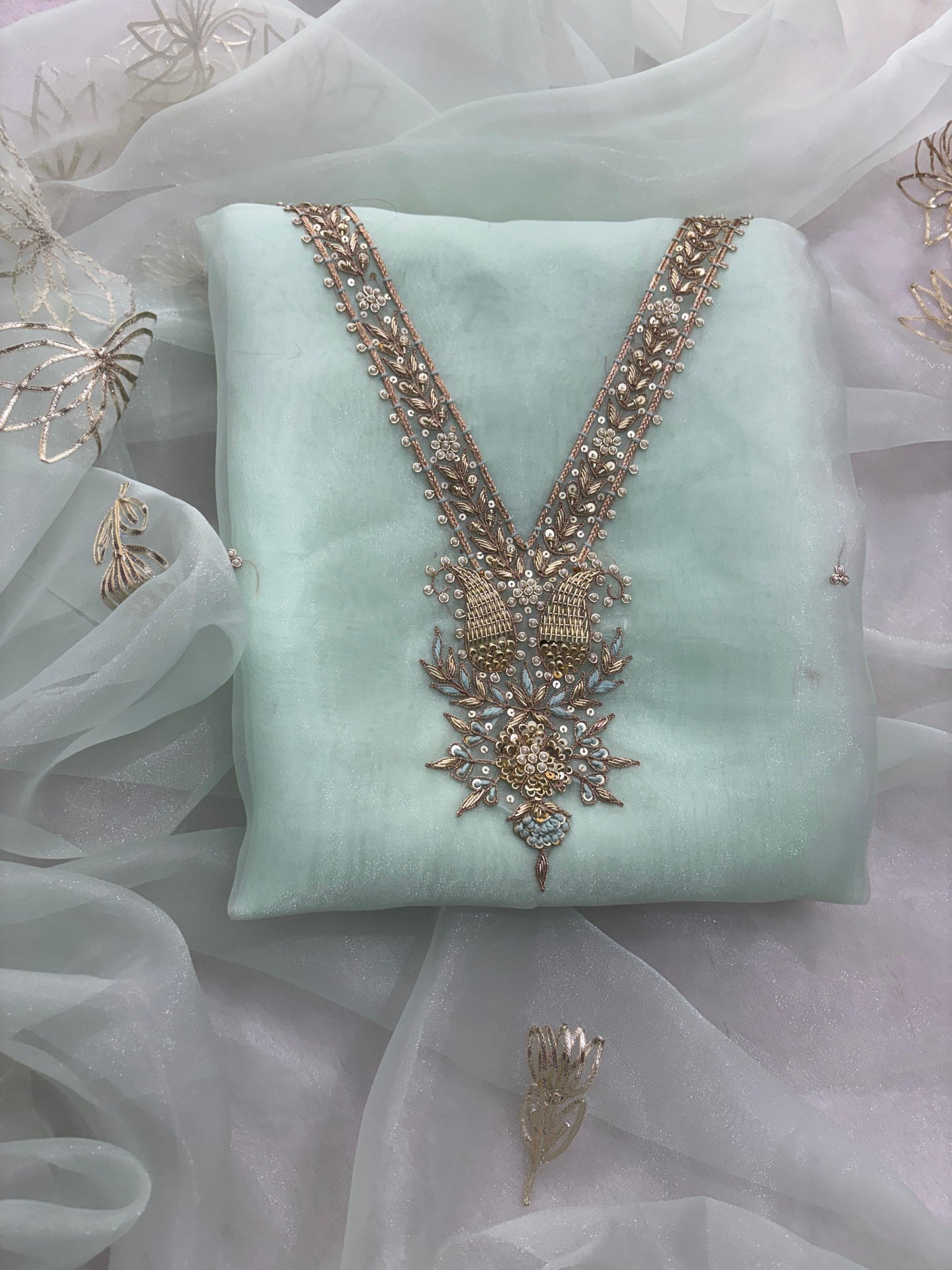 3 Piece Heavy neck Organza Suit