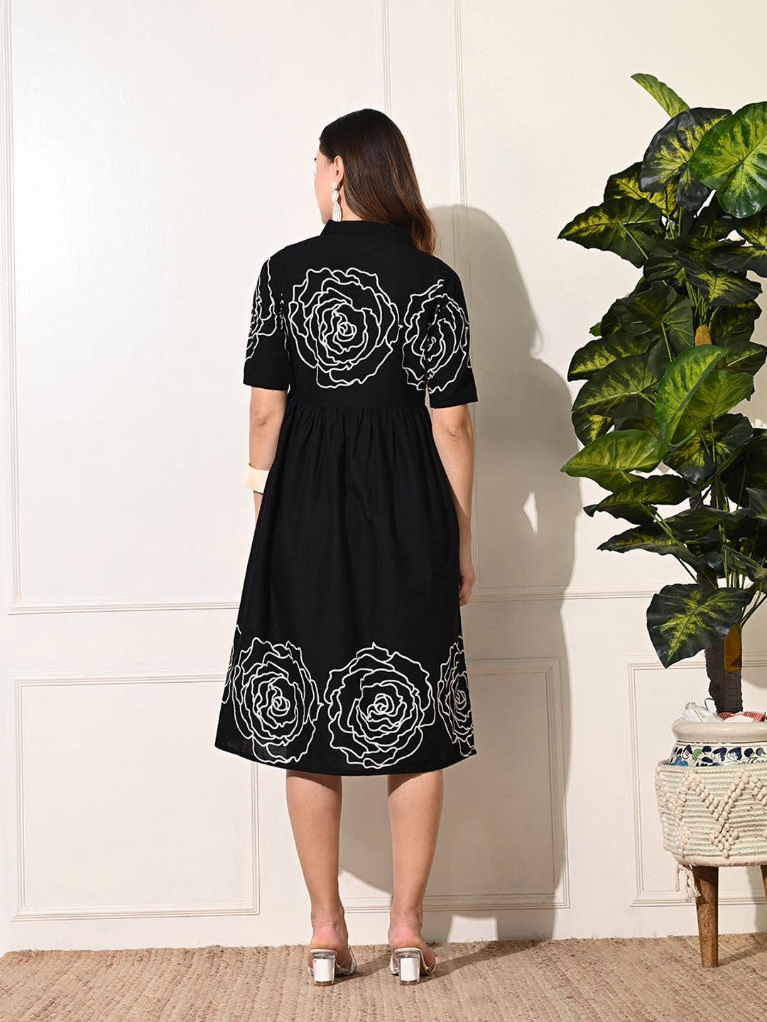 Monochrome Button Dress