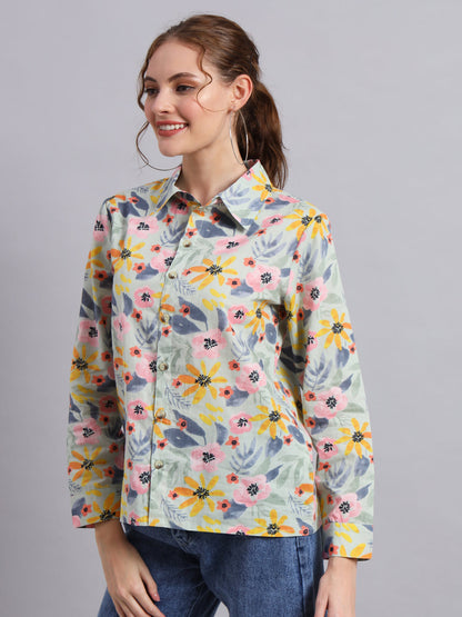 Multicolor Cotton Shirt Style Top