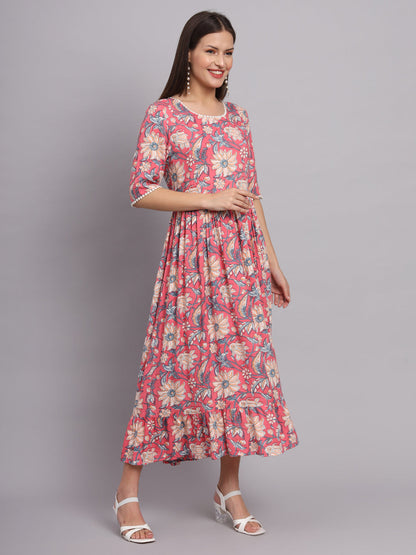 Pastel pink Fit and Flared Pocket Dress