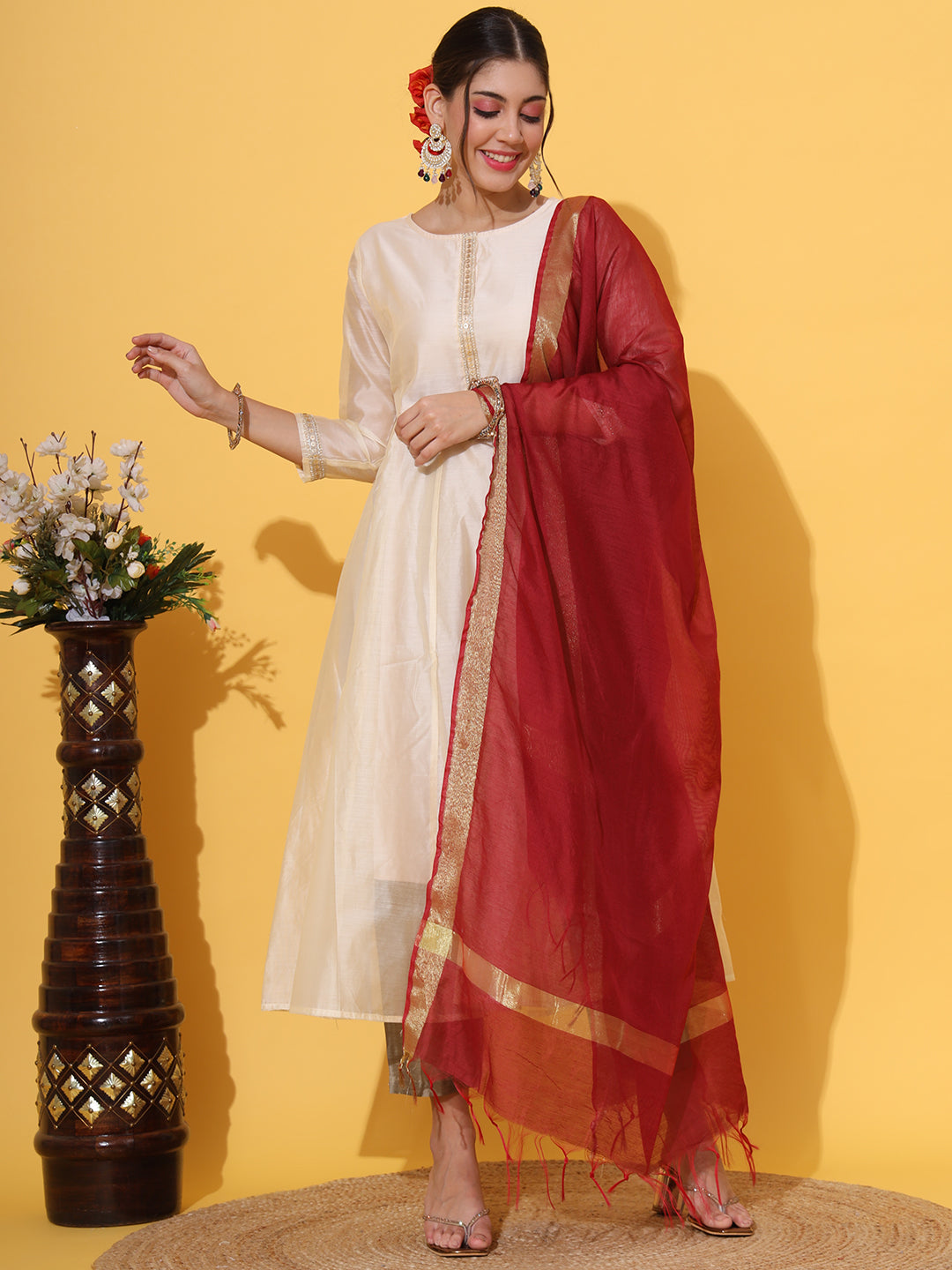 Maroon Handllom Dupatta