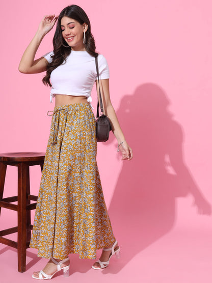 Earthy Bagru Flared Skirt