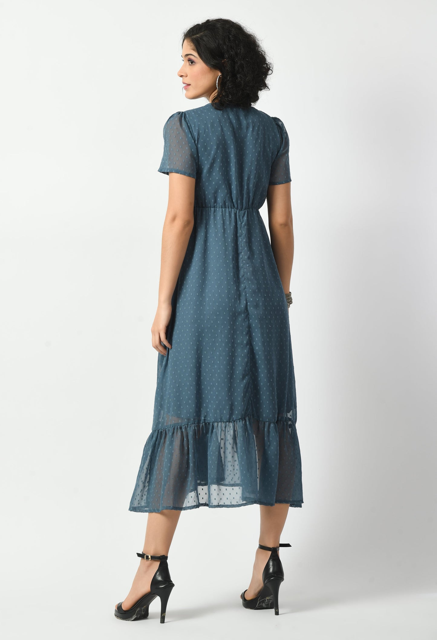 Blue Georgette A-line Dress